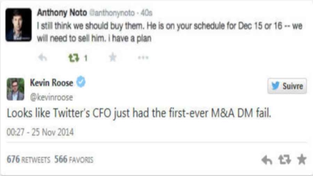 Un dirigeant de Twitter publie par erreur un tweet sur un projet d’acquisition