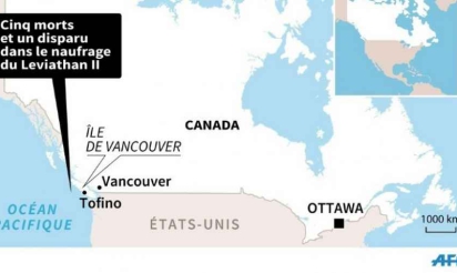 Canada: cinq morts et un disparu dans le naufrage d’un bateau d’observation des baleines