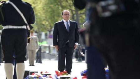 Hollande  dernière commémoration du 8 mai de son quinquennat