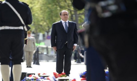 Hollande  dernière commémoration du 8 mai de son quinquennat